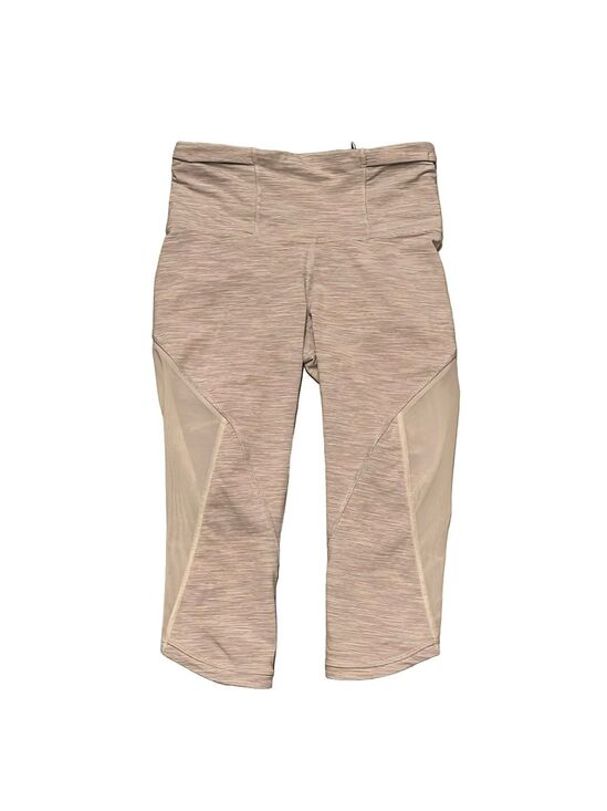 lululemon athletica Pants - Lululemon Athletica running crops Sz 4 Mesh Sides Gray and white stripes
